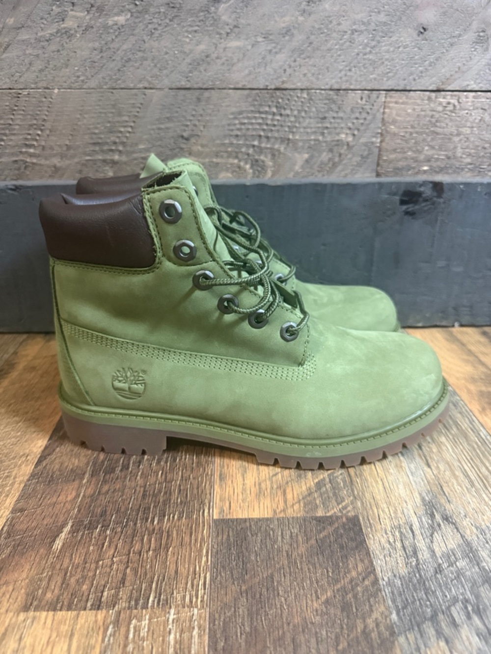 Timberland 6” Premium Waterproof Boots Olive Green - Juniors 6 - Picture 6 of 9